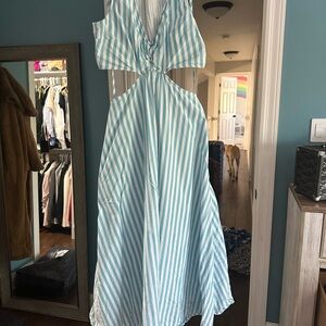 Vineyard Vines White and Blue Plunge Sundress